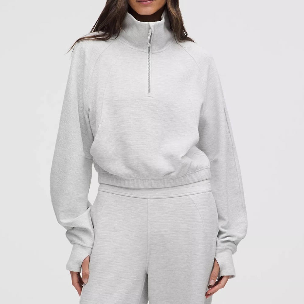 Lululemon Scuba Cropped Funnel-Neck Half Zip Waffle